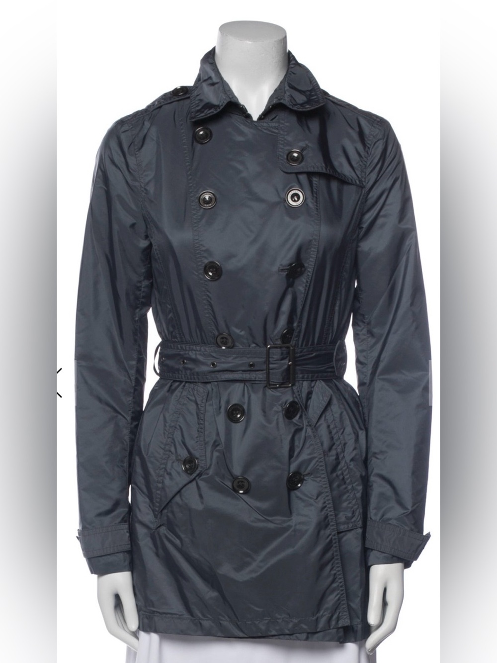 Burberry Brit Navy Double-Breasted Trench Coat with Belt